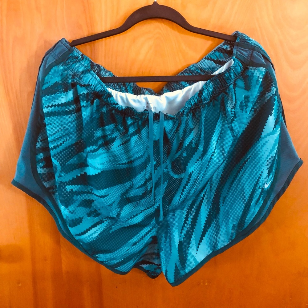 Nike Dri-Fit plus size shorts - aqua pattern.
